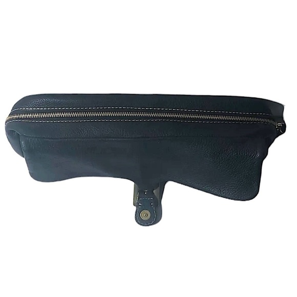 KATE SPADE Pebble Leather Barrel Clutch Hand Held Black Gold Hardware Dark Goth - Picture 15 of 15